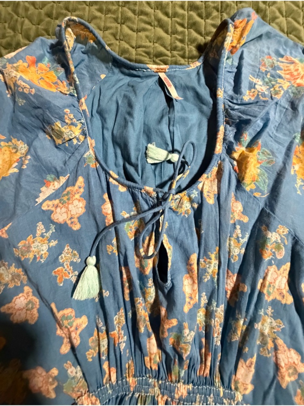 Free People Camella Floral Print Smock Mini Dress blue size XS - Picture 6 of 13